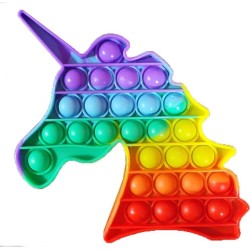Push pop it Bubble Fidget Toy Stress Reliever Unicorn rainbow colours