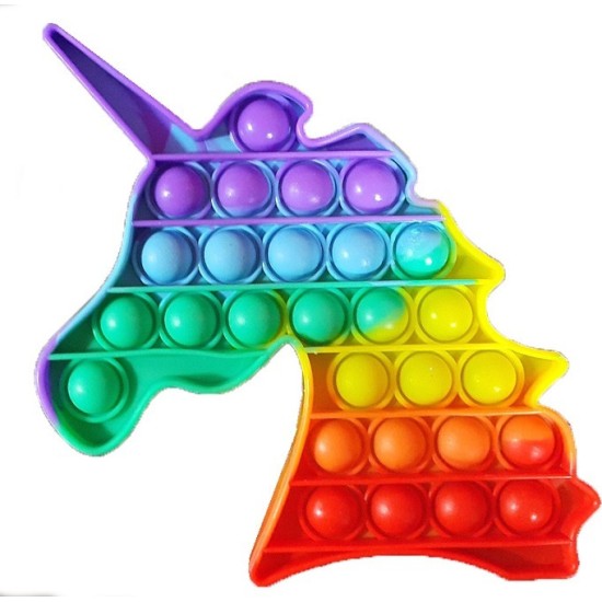 Push pop it Bubble Fidget Toy Stress Reliever Unicorn rainbow colours Push pop it Bubble Fidget Toy Stress Reliever Unicorn rainbow colours
