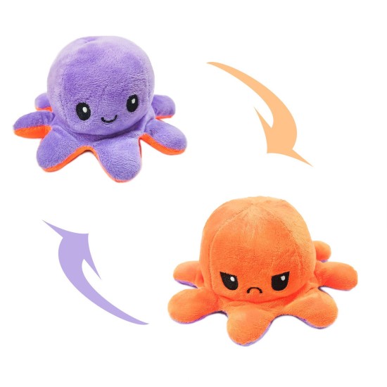 Reversible octapus plush λούτρινο χταπόδι που αλλάζει διάθεση με μία κίνηση - Small - ροζ-βεραμάν