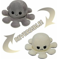 Reversible octapus plush λούτρινο χταπόδι που αλλάζει διάθεση με μία κίνηση - Small - White-Grey