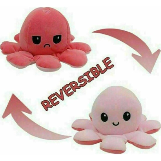 Reversible octapus plush λούτρινο χταπόδι που αλλάζει διάθεση με μία κίνηση - Small - Light Pink-Pink