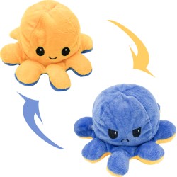 Reversible octapus plush λούτρινο χταπόδι που αλλάζει διάθεση με μία κίνηση - Small - Κίτρινο/Blue