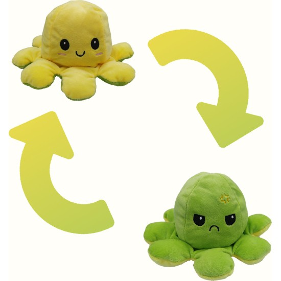 Reversible octapus plush λούτρινο χταπόδι που αλλάζει διάθεση με μία κίνηση - Small - Green-Yellow