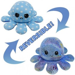 Reversible octapus plush λούτρινο χταπόδι που αλλάζει διάθεση με μία κίνηση - Blue Dots-Glitter