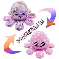 Reversible octapus plush λούτρινο χταπόδι που αλλάζει διάθεση με μία κίνηση - Pink Dots-Glitter