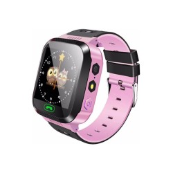 Παιδικό Smartwatch με GPS και Καουτσούκ/Πλαστικό Λουράκι Ροζ-Μαύρο