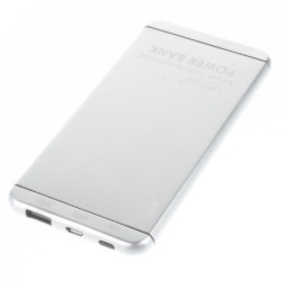 Λεπτό Power Bank 7.000mAh της Leouw σε ασημένιο χρώμα.