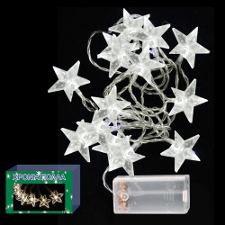 20 LED Λευκα Αστέρια με Μπαταρία