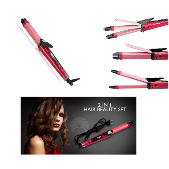 Ψαλίδι και Πρέσα Μαλλιών με Κεραμικές Πλάκες Nova 2 σε 1 ΟΕΜ Hair Beauty Set NHC-1818SC
