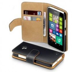 Nokia Lumia 435 θήκη πορτοφόλι & stand Μαύρο