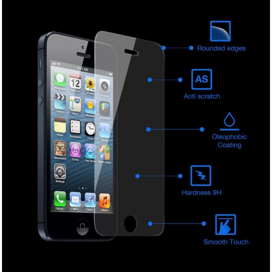 Tempered Glass 9H iPhone 5/5s Επίστρωση Oleophobic για οθόνη χωρίς αποτυπώματα
