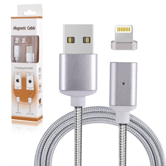 Μεταλλικό μαγνητικό καλώδιο με micro USB και Lightning 2 σε 1 (silver) Μεταλλικό μαγνητικό καλώδιο με micro USB και Lightning 2 σε 1 (silver)