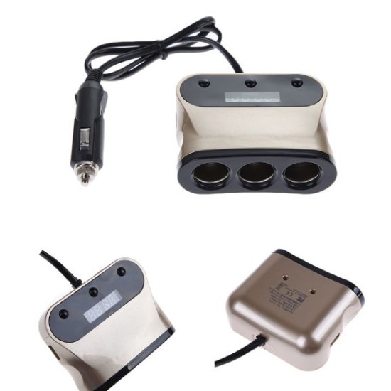 Φορτιστής Αυτοκινήτου με 3 Υποδοχές & 2 θύρες USB 120W