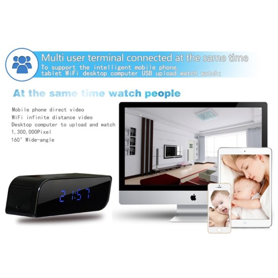 Ρολόι κρυφή κάμερα 720P HD με wifi & ανιχνευτή κίνησης για νυχτερινή όραση Ρολόι κρυφή κάμερα 720P HD με wifi & ανιχνευτή κίνησης για νυχτερινή όραση