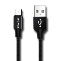 Awei Καλώδιο Ταχείας Φόρτισης και Δεδομένων USB σε Micro USB 1m Μαύρο (CL-50)