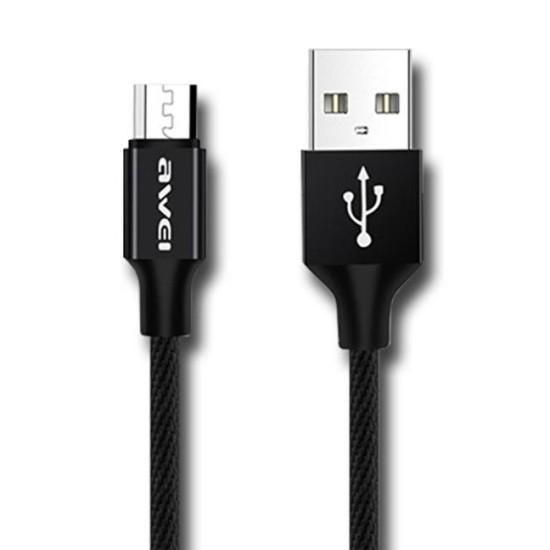 Awei Καλώδιο Ταχείας Φόρτισης και Δεδομένων USB σε Micro USB 1m Μαύρο (CL-50)