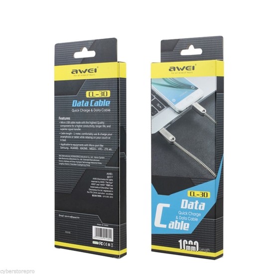 Kαλώδιο γρήγορης φόρτισης και μεταφοράς δεδομένων Awei CL-30