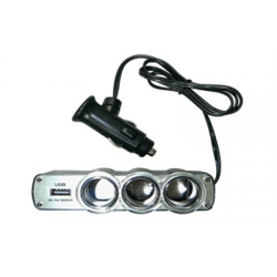 Triple socket and usb car charger