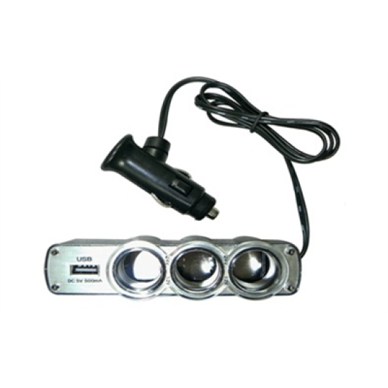 Triple socket and usb car charger