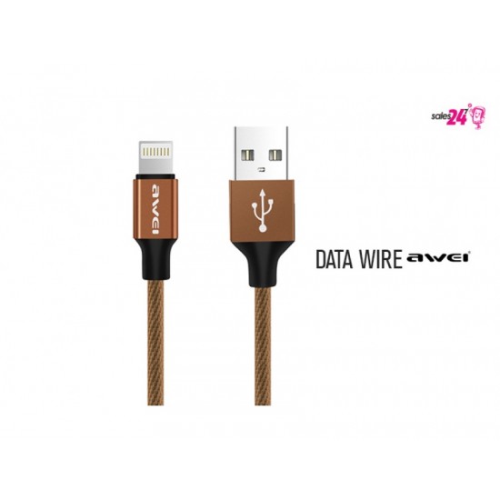 Καλώδιο Lightning AWEI CL-60 εξαιρετικής ποιότητας για φόρτιση και μεταφορά δεδομένων μήκους ενός μέτρου χρώμα Καφέ Καλώδιο Lightning AWEI CL-60 εξαιρετικής ποιότητας για φόρτιση και μεταφορά δεδομένων μήκους ενός μέτρου χρώμα Καφέ