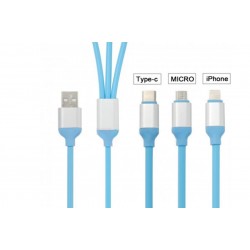 Cable Πολυλειτουργικό καλώδιο φόρτισης 3 σε 1 με ενσωματωμένο USB