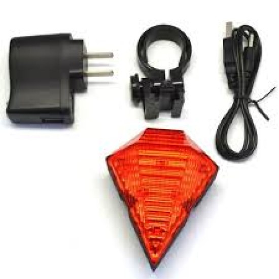 Φανάρι ποδηλάτου Οπίσθιο HJ-022 Diamond Shape Rear Safety 8 LED + 2 laser USB Tail Bike Light Lamp A