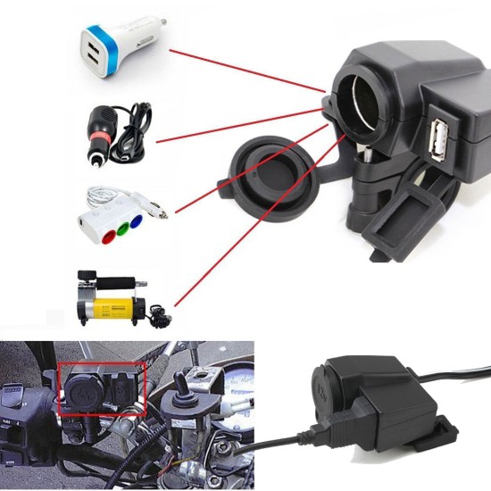 Αδιάβροχος αναπτήρας USB 12V για μοτοσυκλέτα