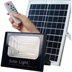 Ηλιακός Solar Προβολέας Αδιάβροχος 25W με Φωτοβολταϊκό Πάνελ, Τηλεκοντρόλ και Χρονοδιακόπτη, JD-8825