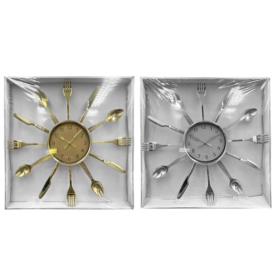 Ρολόι τοίχου μαχαιροπίρουνα πλαστικό Φ33cm Homie 321898