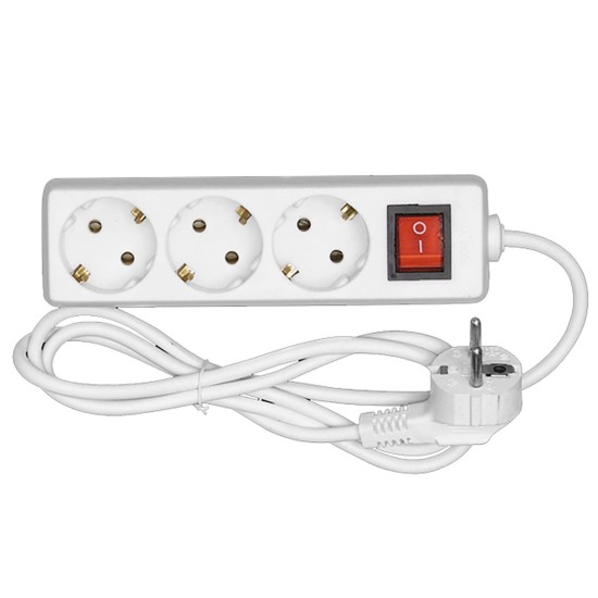 Πολύπριζο 3 θέσεων me κουμπί 3x1.5mm2 Homie 32402