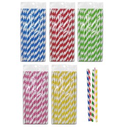 Καλαμάκια χάρτινα ριγέ πακ=25 τεμ 20x0,6cm Homie 3792