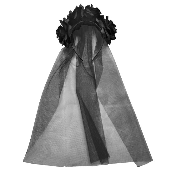 Στέκα με Μαυρόασπρα Λουλούδια & Πέπλο Στέκα=18x18cm Carnavalista 232405