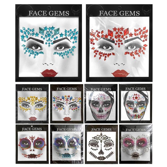 Αυτοκόλλητα Προσώπου & Νυχιών Face Gems 17x17cm Carnavalista 232479 Αυτοκόλλητα Προσώπου & Νυχιών Face Gems 17x17cm Carnavalista 232479