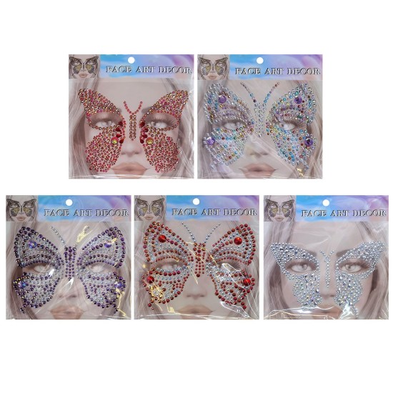 Αυτοκόλλητα Προσώπου Πεταλούδα Face Gems 17x17cm Carnavalista 232485 Αυτοκόλλητα Προσώπου Πεταλούδα Face Gems 17x17cm Carnavalista 232485