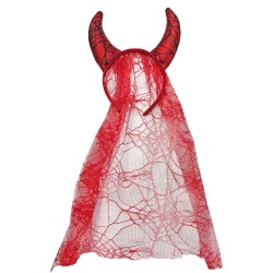 Στέκα Devil με Κέρατα & Πέπλο 60x19cm Carnavalista 232556