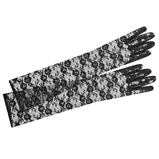 Γάντια Μακριά Δαντελωτά Μαύρα 40cm Carnavalista 232678