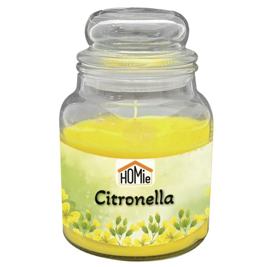 Κερί σιτρονέλα σε βάζο με καπάκι μεγάλο 50h 311gr net, 14,5x11cm Homie 57469
