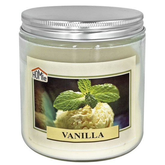 Κερί Βανίλια σε Βάζο Γυάλινο με Καπάκι 10x9,5cm,  545g, Gross, 280g net Homie 57503