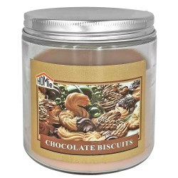 Κερί Σοκολάτα Μπισκότο σε Βάζο Γυάλινο με Καπάκι 10x9,5cm, 545g Gross, 280g net Homie 57504
