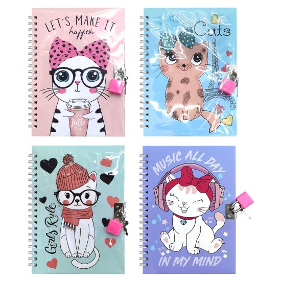 Σημειωματάριο με λουκέτο γατούλα 13x18cm JustNote 703385