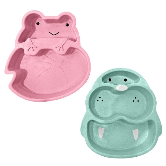 Πιάτο πλαστικό με χωρίσματα βατράχι 22x21cm JustNote 703411