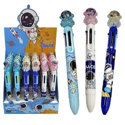 Στυλό 6 Χρώματα  Μπάλα με Αστροναύτη Κεφάλι 17cm JustNote 80878