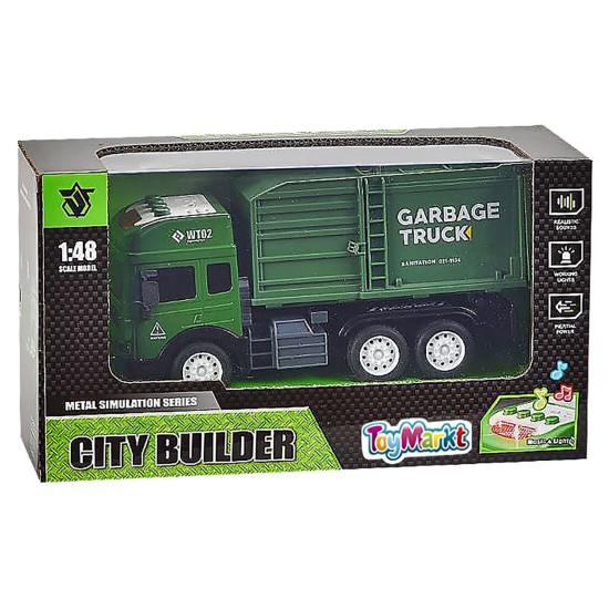 Die cast friction σκουπιδιάρικο με φως + ήχο 27x15x10cm ToyMarkt 902244 Die cast friction σκουπιδιάρικο με φως + ήχο 27x15x10cm ToyMarkt 902244
