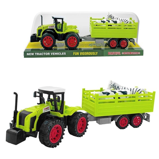 Τρακτέρ friction & ρυμούλκα με ζώα 40χ12χ11cm ToyMarkt 902350