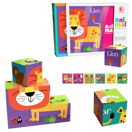 Κύβοι 9 τεμ,6 σε 1, ζωάκια 26x20x7cm ToyMarkt 95438