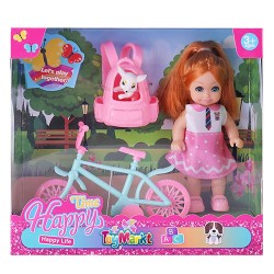 Κούκλα 11cm ποδήλατο & ζωάκι pet 17x16x6cm ToyMarkt 98248