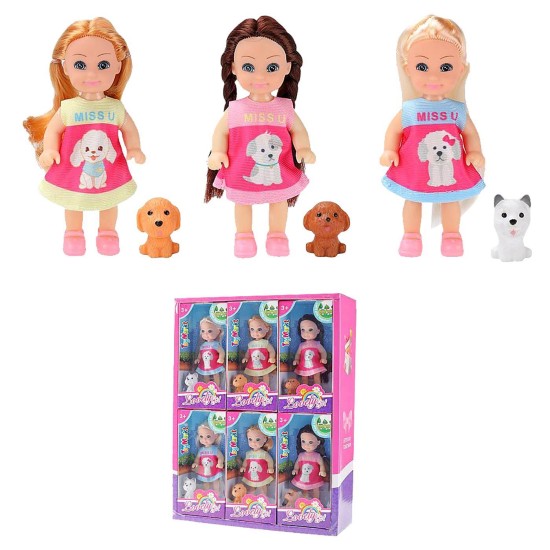 Κούκλα 11cm & ζωάκι pet 8x16x4cm ToyMarkt 98249