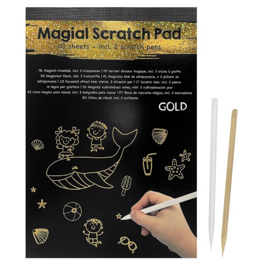 Magic Scratch Μπλόκ 40 Μαύρες Σελίδες & 2 Μολύβια 21x14,5cm JustNote 104371 Magic Scratch Μπλόκ 40 Μαύρες Σελίδες & 2 Μολύβια 21x14,5cm JustNote 104371