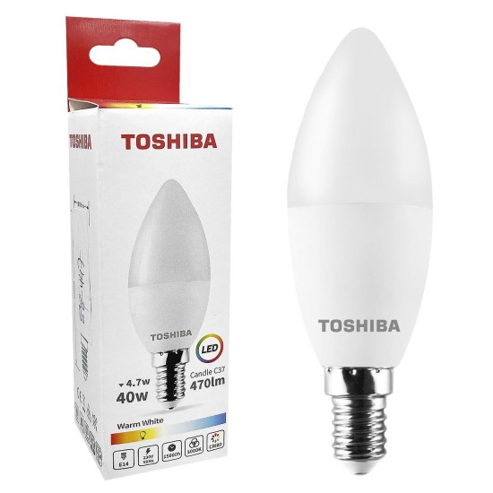 Λάμπα led toshiba κερί n_std c37 e14 4,7w 3000k  Toshiba 00168815