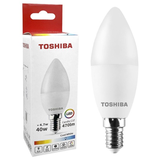 Λάμπα led toshiba κερί n_std c37 e14 4,7w 6500k γωνία δέσμης 180 μοίρες  Toshiba 00168818